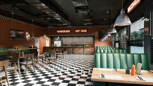 Vibrant Nostalgia: A Classic Diner-Inspired Cafe Design with Cozy Charm