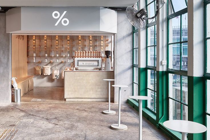 Modern Minimalist Cafe Design: A Harmonious Blend of Industrial and Natural Elements for a Welcoming Atmosphere