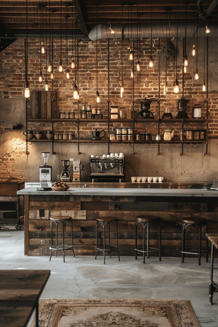 Cozy Cafe Design Blends Rustic Charm with Industrial Elegance