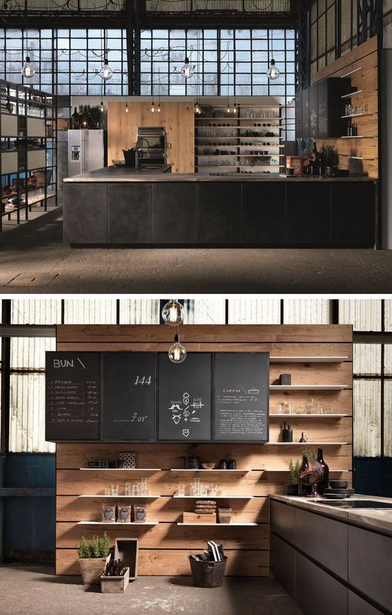 Sleek Industrial-Modern Cafe Design with Warm Wooden Accents and Inviting Atmosphere