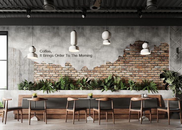 Inviting Cafe Design Fusing Industrial Elements and Natural Touches for a Cozy Atmosphere