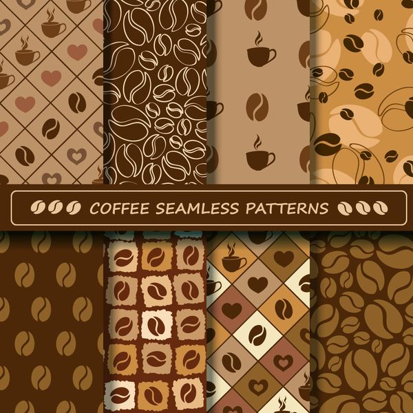 Cozy Coffee-Themed Seamless Patterns for Inviting Cafe Aesthetics