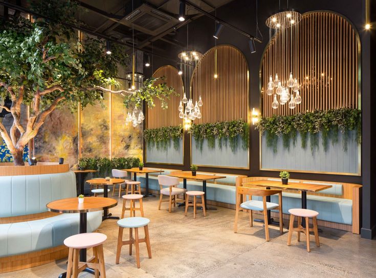 Inviting Cafe Design: A Harmonious Blend of Nature and Modernity