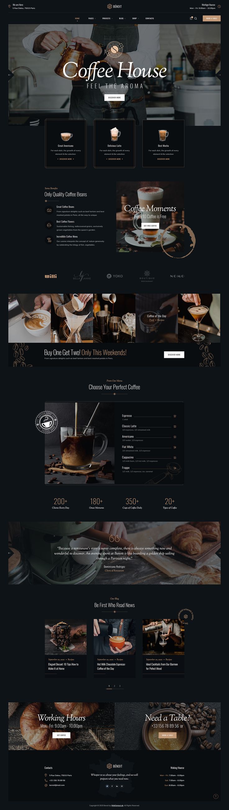 Modern Cafe Website: Sophisticated Design with Inviting Visuals and User-Friendly Navigation