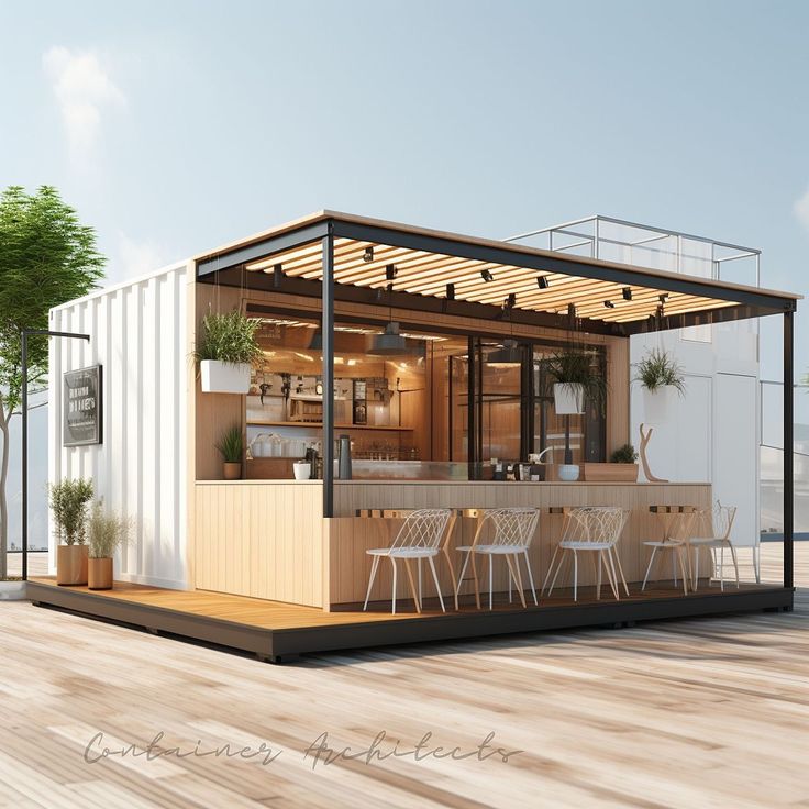 Contemporary Shipping Container Cafe Blends Modern Design with Cozy Ambiance