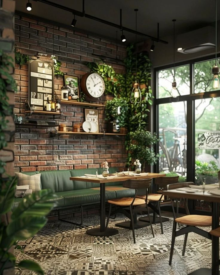 Warm and Inviting Cafe Design with Rustic Charm and Natural Elements