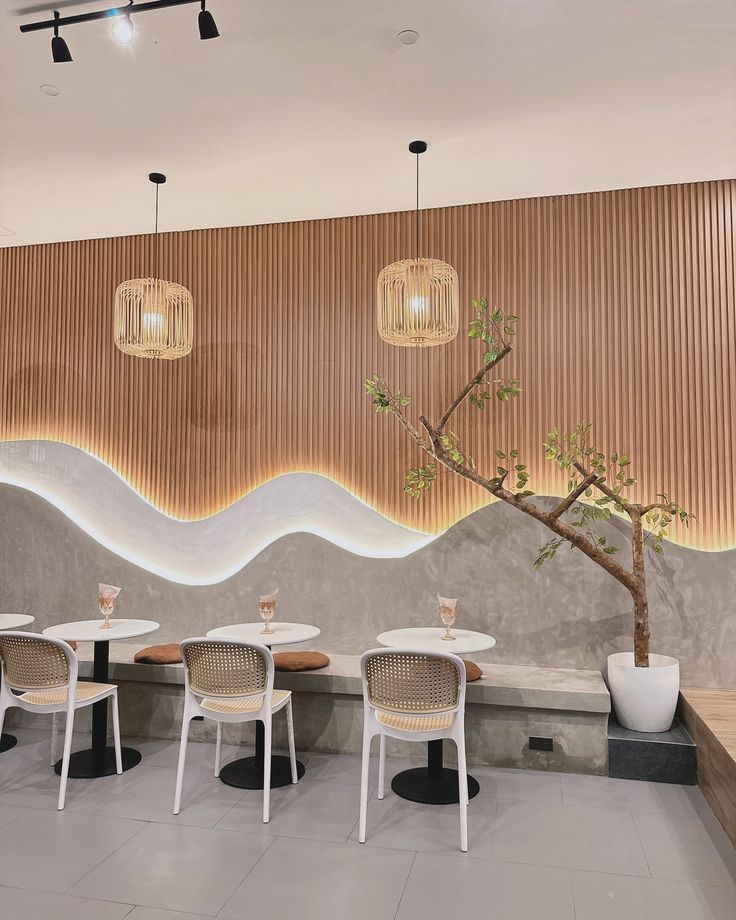 Chic Cafe Design Merges Natural Elegance with Modern Minimalism