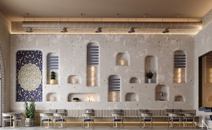 Modern Cafe Design Harmonizes Textured Walls and Minimalist Furniture for a Welcoming Atmosphere