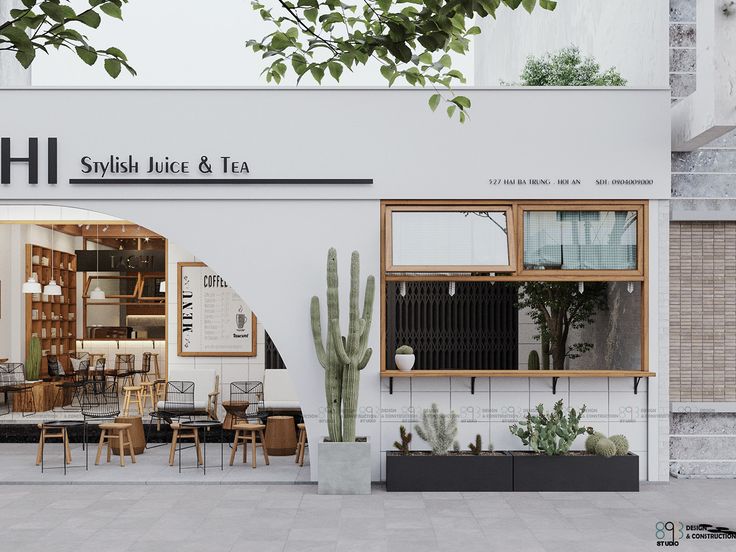 Modern Cafe Design Blends Transparency, Natural Elements, and Inviting Atmosphere