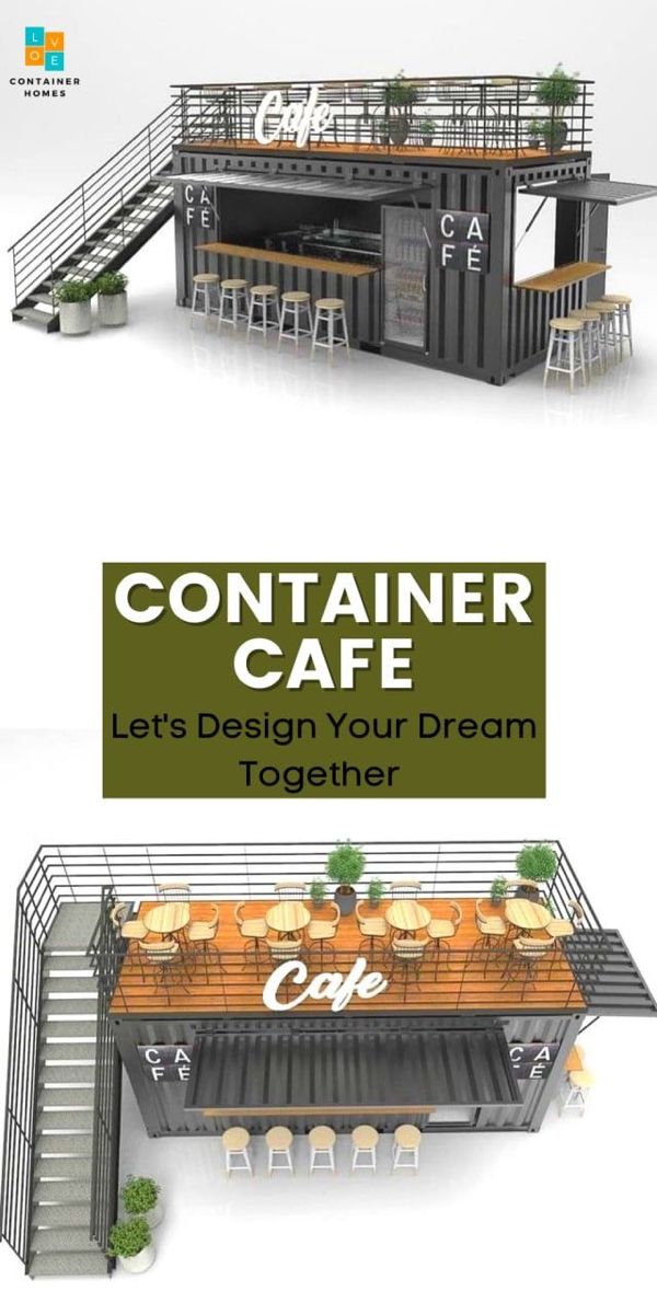 Modern Shipping Container Cafe Features Two Levels with Open-Air Terrace for Enhanced Accessibility and Atmosphere