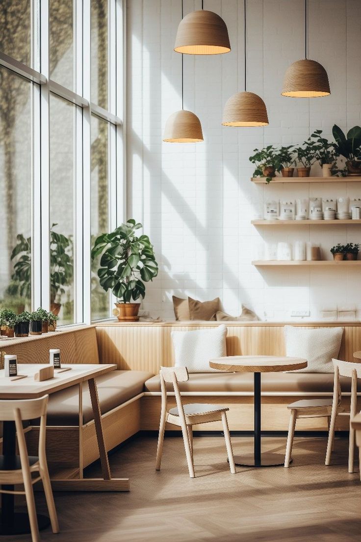 Inviting Minimalist Cafe Design Emphasizing Natural Materials and Light