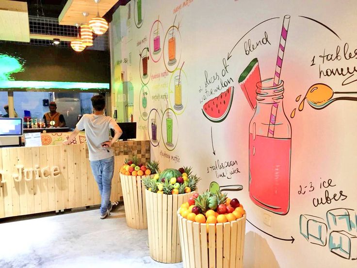 Vibrant Cafe Design: A Playful and Inviting Atmosphere with Fresh Ingredients