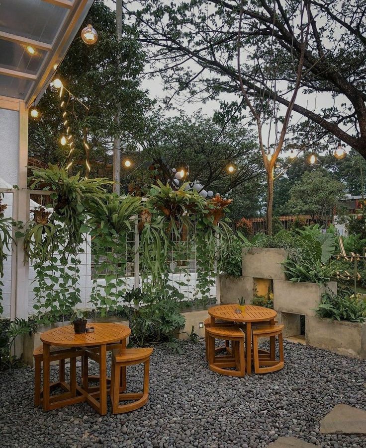 Charming Cafe Design Blends Serene Outdoor Space with Nature and Contemporary Aesthetics