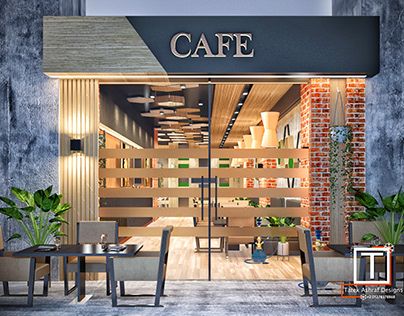 Modern Cafe Design: Inviting Exterior and Cozy Interior with Natural Elements