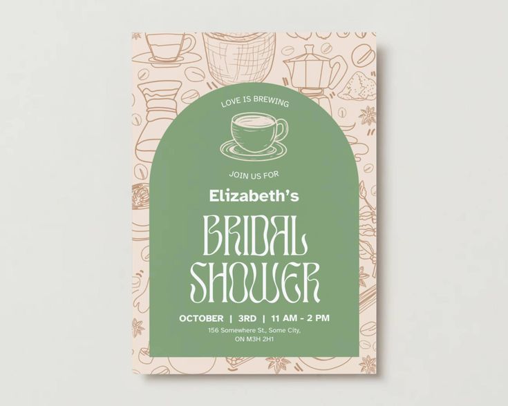 Charming Cafe-Themed Invitation: A Cozy Aesthetic with Whimsical Typography and Inviting Illustrations