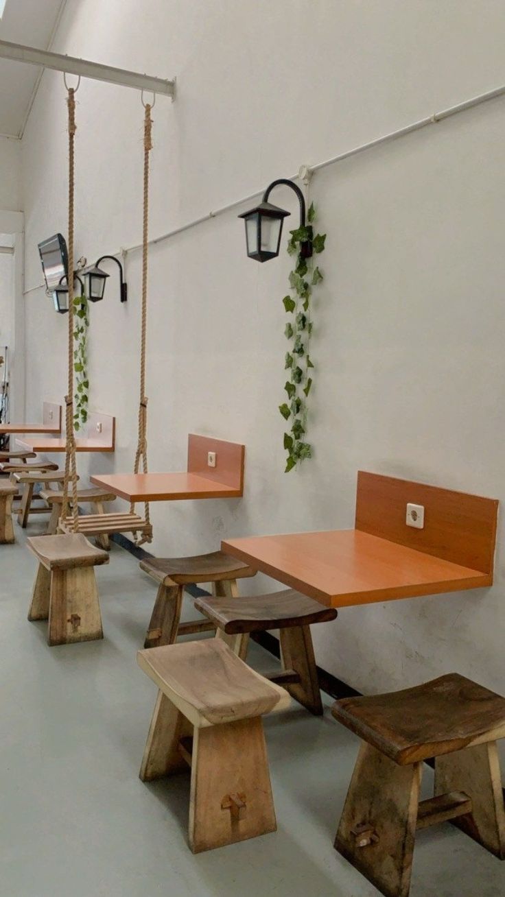 Inviting Minimalist Cafe Design with Rustic Charm and Playful Elements