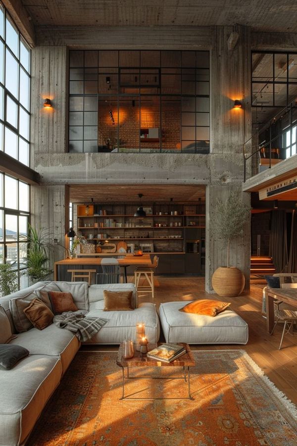 Modern Industrial Cafe Design: Inviting Atmosphere Blending Rustic and Contemporary Elements