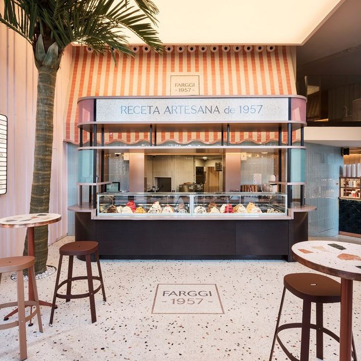 Modern Nostalgia: A Charming Cafe with Colorful Gelato and Inviting Atmosphere