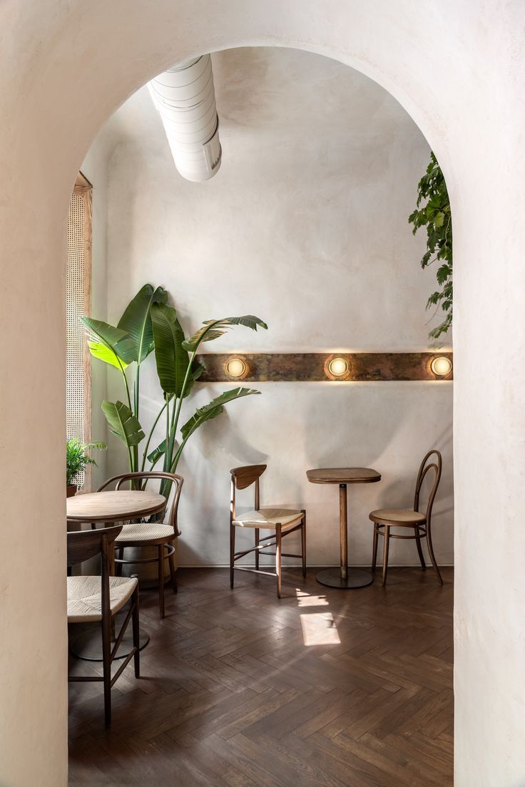 Serene Cafe Design: A Tranquil Retreat Blending Nature and Minimalist Elegance