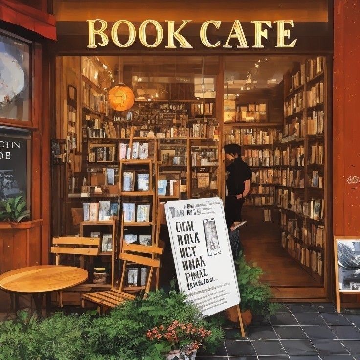 Inviting Cafe Design Blends Cozy Reading Space with Lush Greenery and Literature