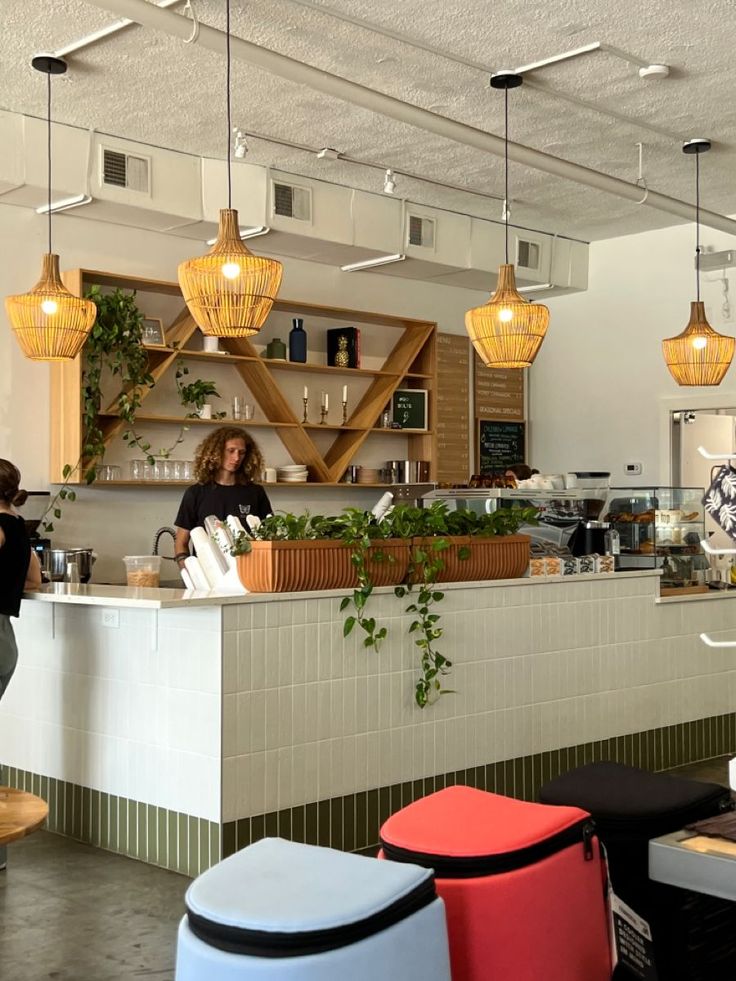 Inviting Cafe Design: Bright Minimalism with Natural Accents