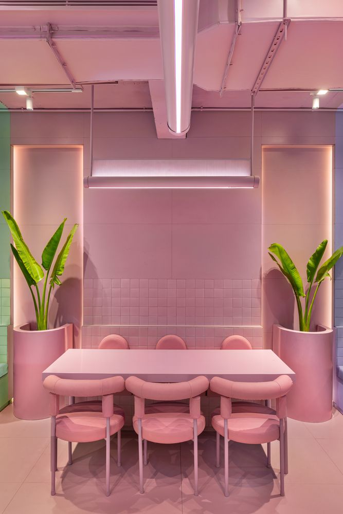 Chic Cafe Design: A Serene Harmonious Escape in Soft Pastels