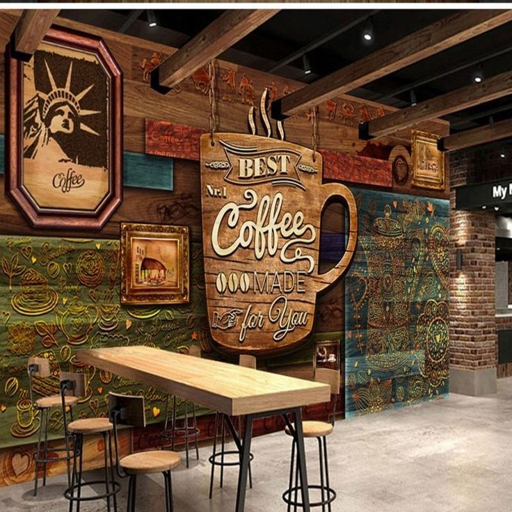 Charming Rustic Cafe Design with Artistic Coffee Themes and Cozy Atmosphere