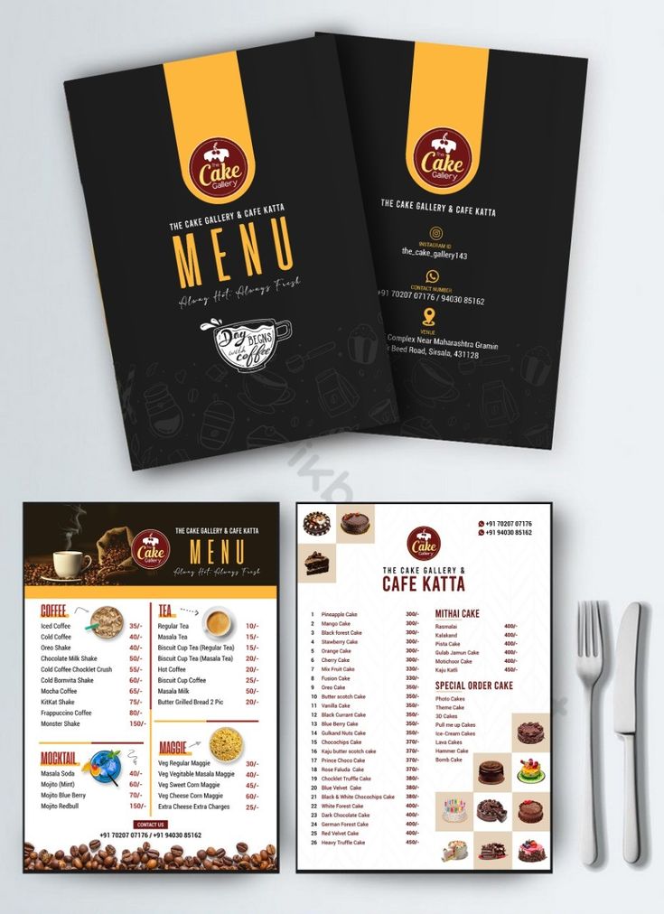 Sleek Modern Cafe Menu Design: Bold Contrast and Stylish Elements for an Inviting Experience