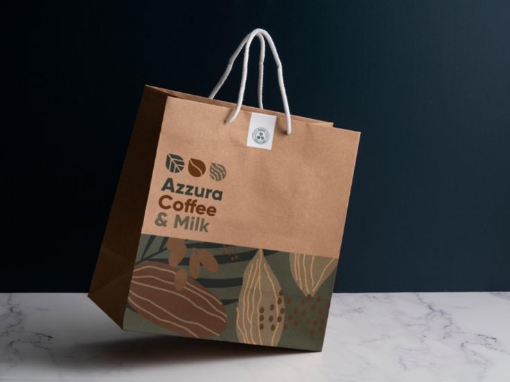 Stylish Eco-Friendly Cafe Paper Bag Featuring Earthy Tones and Minimalist Design