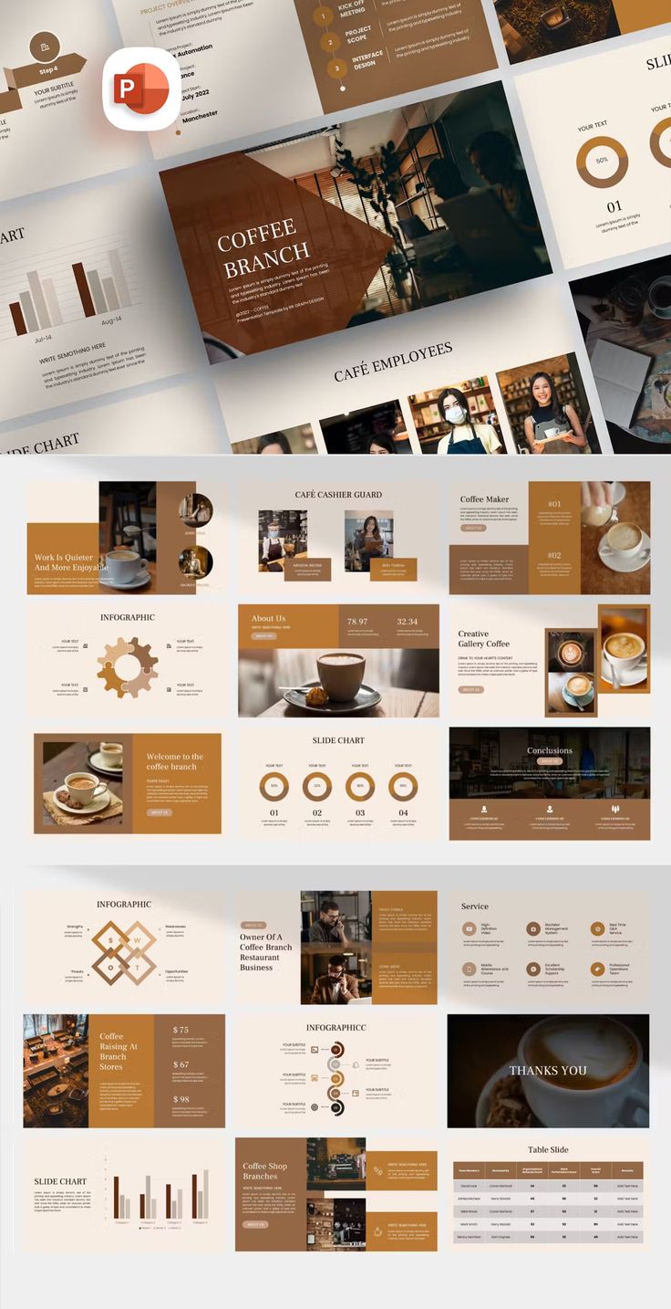 Elevated Cafe Design: A Modern Aesthetic Melding Rich Colors, Engaging Infographics, and Inviting Atmosphere