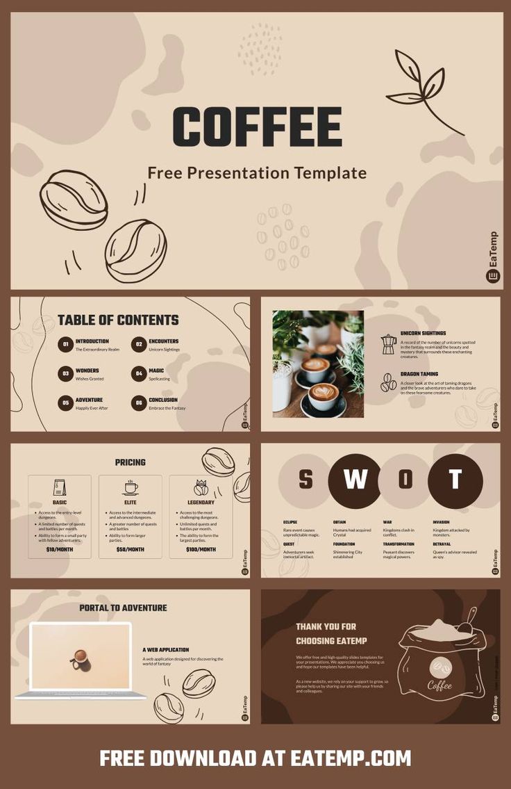 Warm and Inviting Cafe Presentation Template: A Modern Design Embracing Coffee Culture