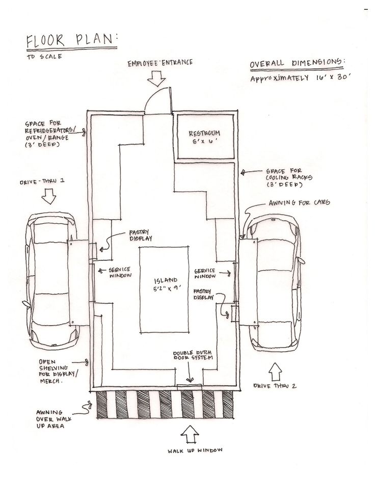 Optimized Cafe Floor Plan Enhancing Dine-in and Drive-Thru Efficiency