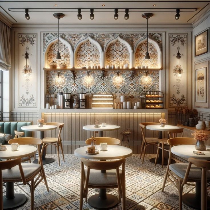 Charming Cafe Design Blends Traditional Elegance with Modern Comforts