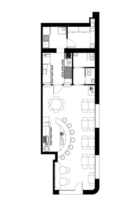 Optimized Cafe Design: Linear Layout Enhances Space, Functionality, and Atmosphere