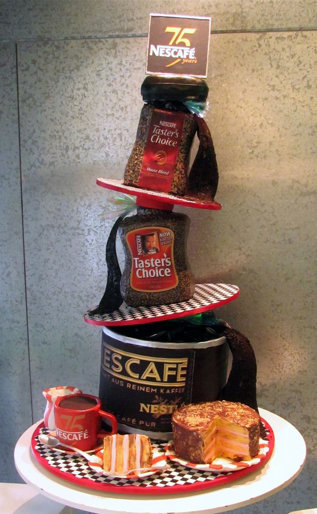 Whimsical Cafe-Themed Cake Celebrating Coffee Culture with Colorful Layers and Pastry Delights