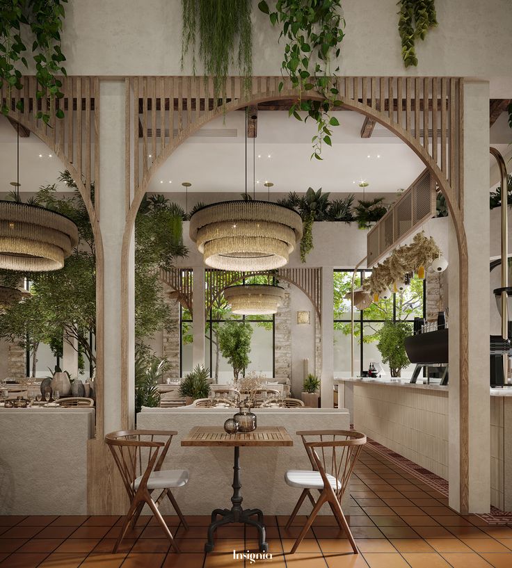 Inviting Cafe Design Merges Natural Elements with Modern Aesthetics