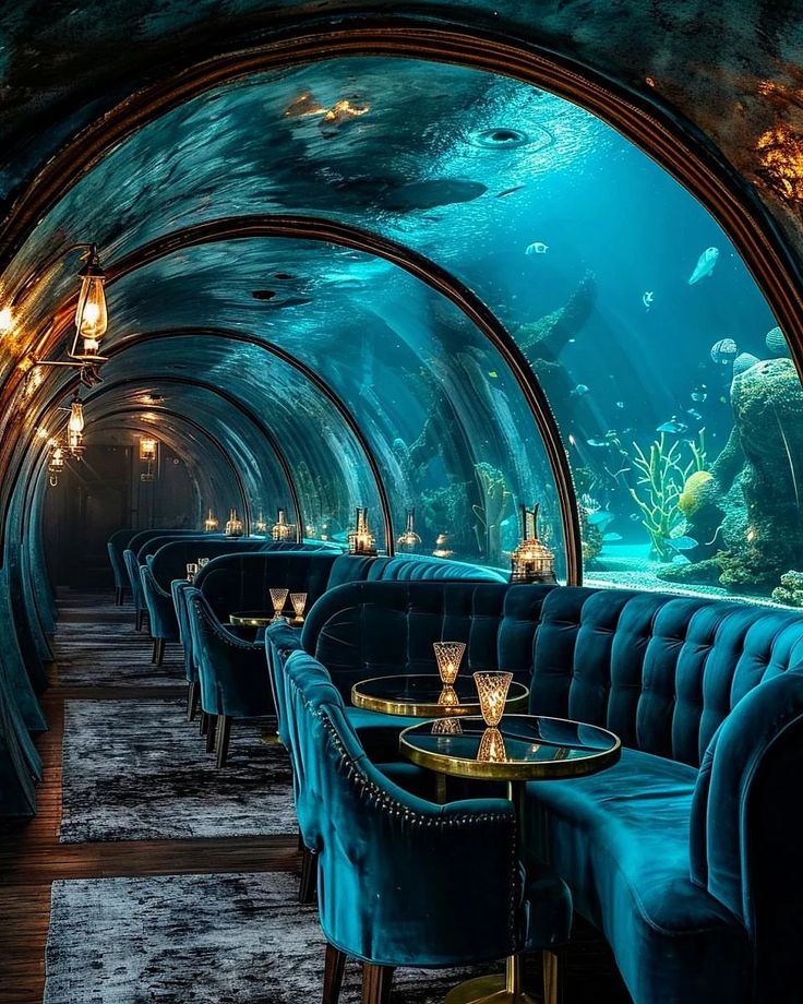 Enchanting Underwater-Inspired Cafe Design with Immersive Aquatic Atmosphere