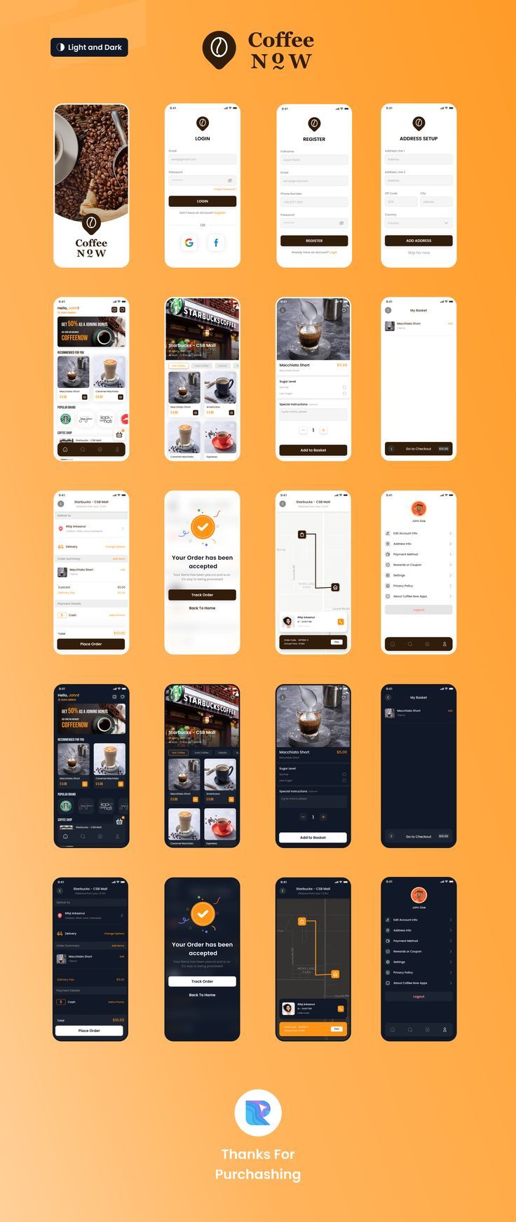 Vibrant Digital Coffee Ordering App Design with User-Friendly Features and Seamless Experience