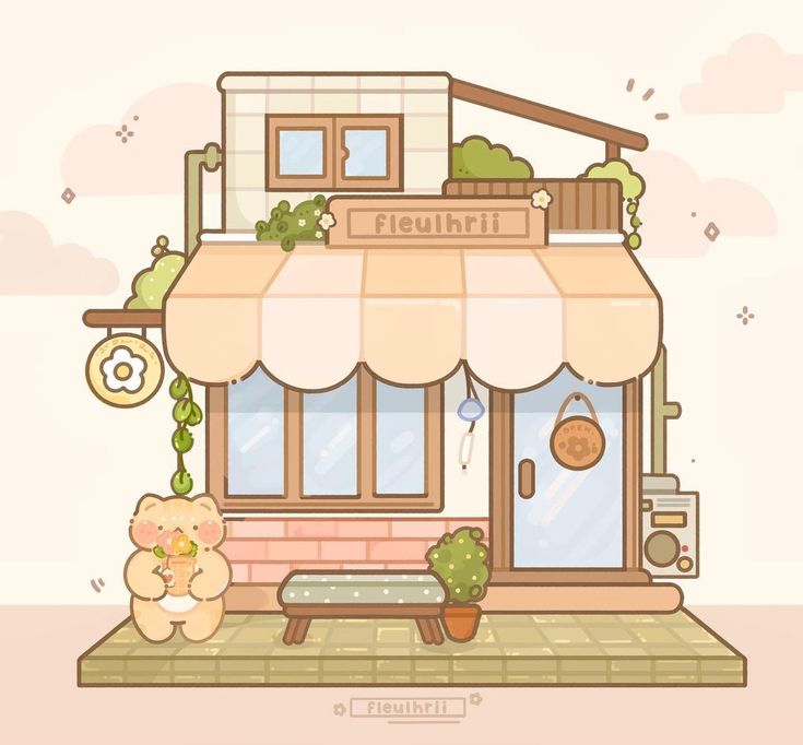 Charming Cafe Design: Whimsical Pastel Aesthetics and Inviting Atmosphere