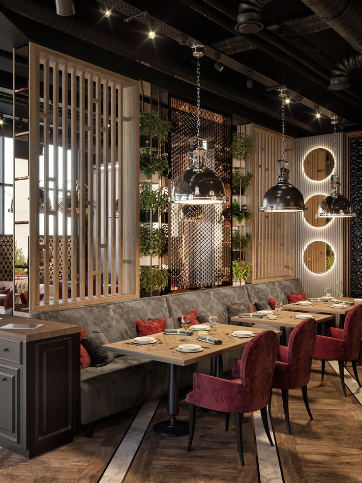 Chic Cafe Design Harmonizes Warm Wood, Lush Greenery, and Cozy Elegance