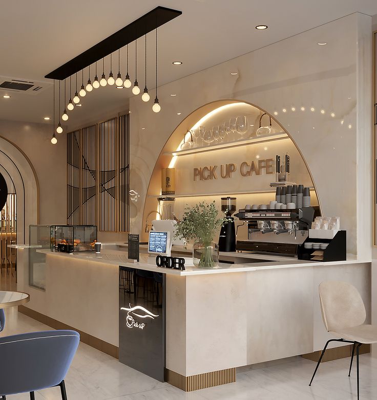 Modern Cafe Design: A Chic, Welcoming Space with Elegant Materials and Minimalist Comfort