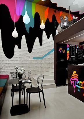 Vibrant Cafe Design Blends Art and Functionality in a Playful Atmosphere