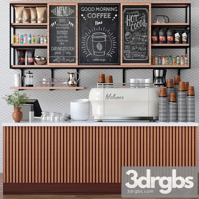 Modern Cafe Design: A Cozy and Inviting Space with Stylish Marble Counter and Colorful Displays