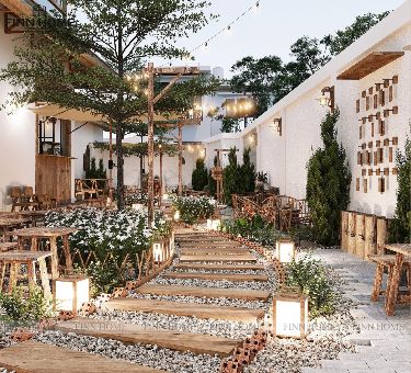 Charming Outdoor Cafe Design Seamlessly Blends Nature and Modern Aesthetics