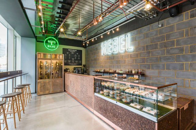 Contemporary Cafe Design: A Harmonious Blend of Industrial Aesthetics and Inviting Atmosphere