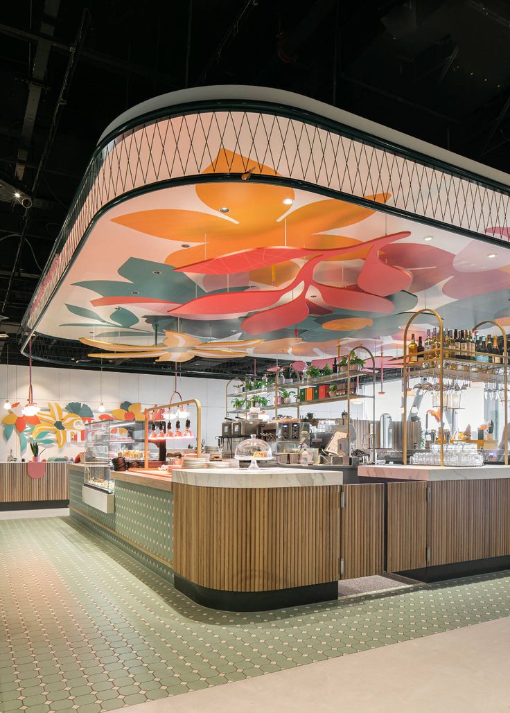 Vibrant Cafe Design with Whimsical Aesthetics and Inviting Atmosphere