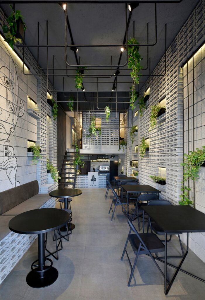 Modern Cafe Design: A Sleek Fusion of Minimalism and Nature