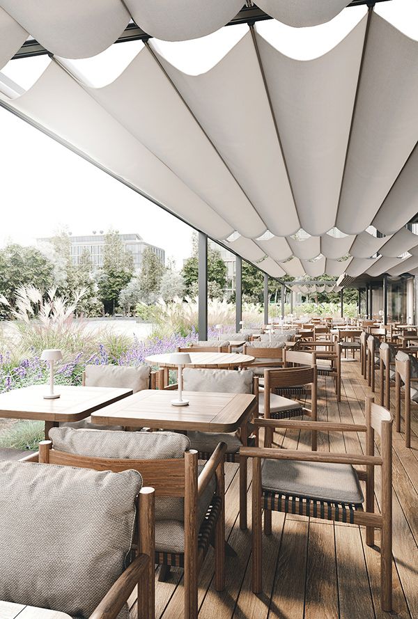 Charming Cafe Design: Inviting Outdoor Setting Blending Natural Materials and Communal Comfort