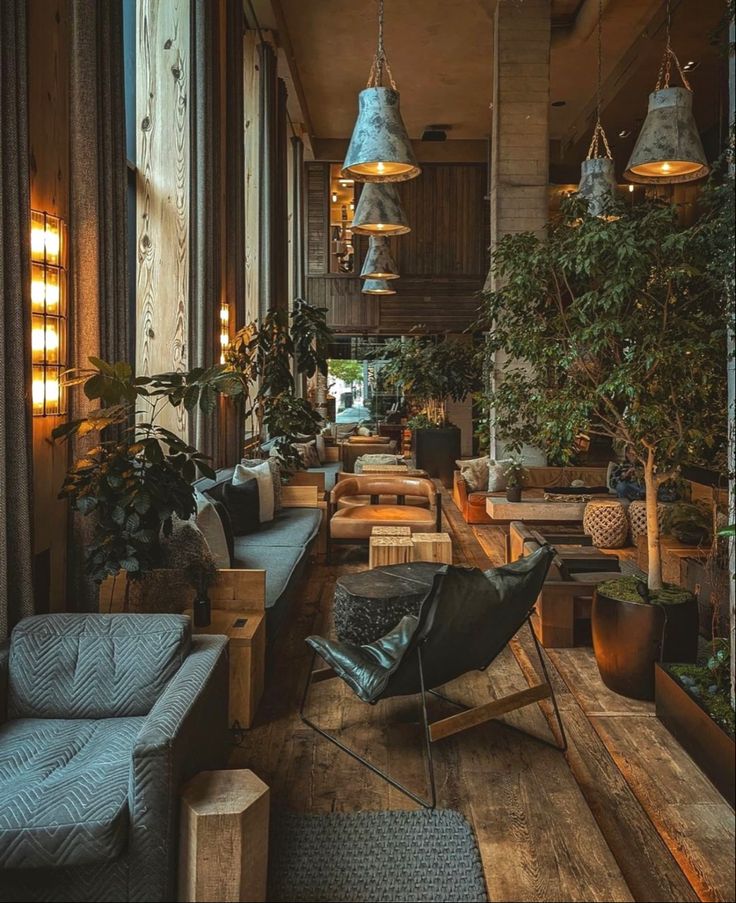 Inviting Cafe Design Blending Natural Materials and Abundant Greenery