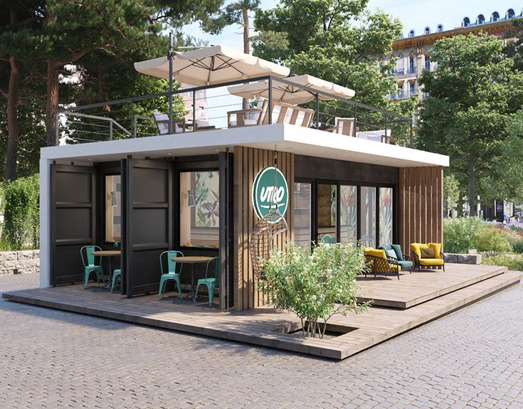 Modern Modular Cafe Design Integrates Inviting Open Air Spaces with Natural Surroundings